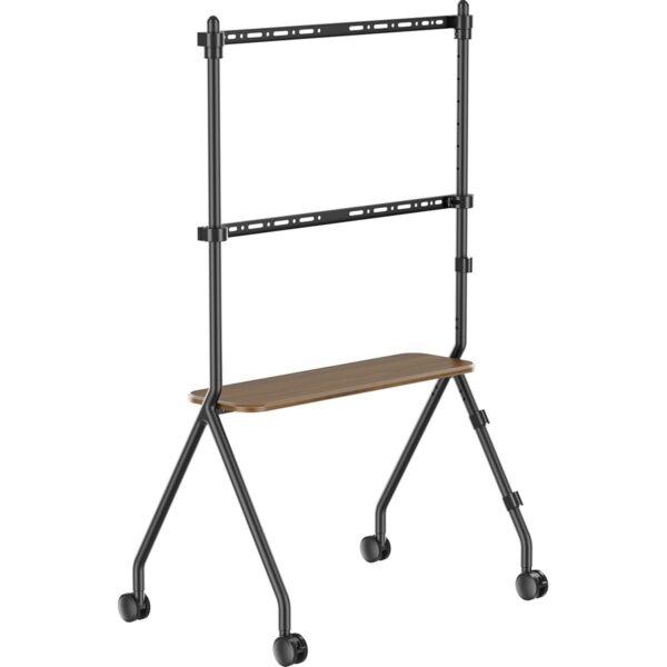 Tekerlekli Şövale Tv Standı 49″-80″ Inç | Raflı | 50 kg Taşıma Kapasiteli | Mobil Tv Sehpası