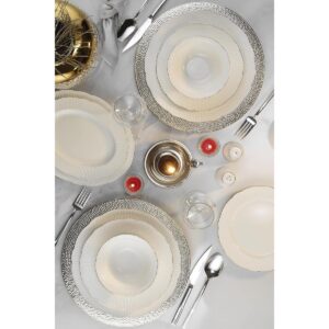 Trendy Pazars Porselen Ilay 58 Parça 12 Kişilik Yemek Takımı, Platin