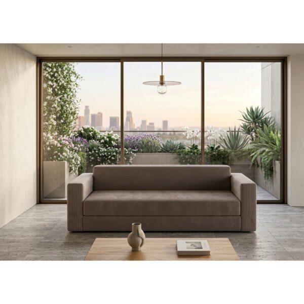Dechome 236X80 cm Yatak Olabilen Sünger Kanepe | Fitilli Kadife Kumaş, 22 Dns Orijinal Sünger, 5 Metal Destekli