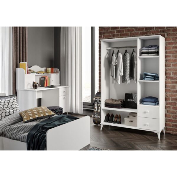 Kzn Home Akasya Modern Genç Odası Takımı Beyaz – 4 Parçalı ve Tamamı Mdf