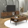 Cool Home Marin Tv Ünitesi 180 cm – Orta Sehpa Seti Çizgi Desenli , Raflı , Ceviz (Sandık)