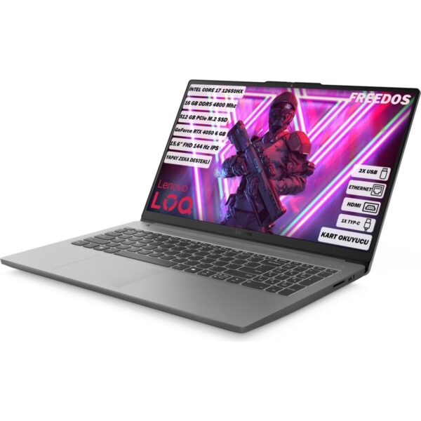 Lenovo LOQ 15IAX9E 83LK002VTR i7-12650HX 16 GB 512 GB RTX4050 15.6″ FreeDOS Gaming Notebook