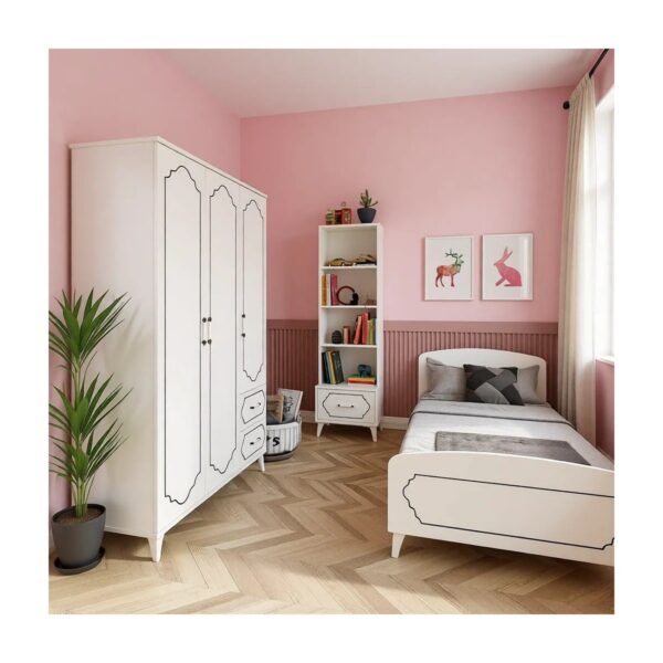 Kzn Home Hayal Modern Genç Odası Takımı Beyaz – 4 Parçalı ve Tamamı Mdf