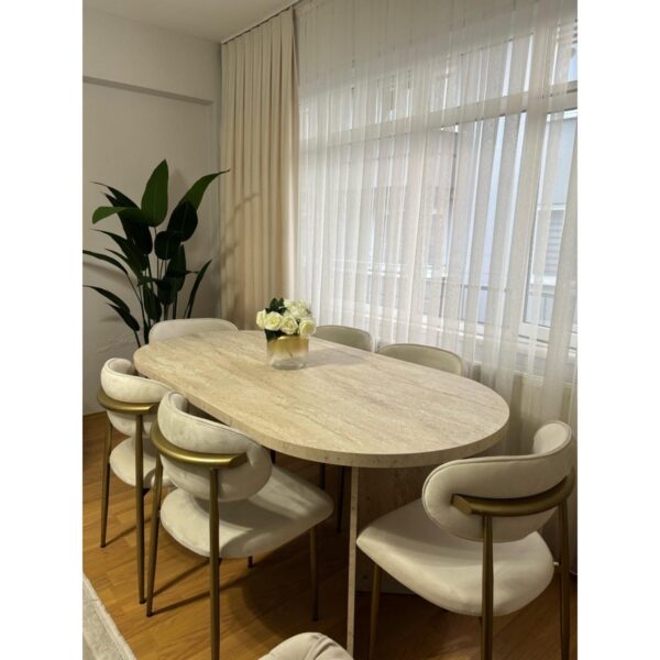 Norte Bohem Bella 6 Kişilik Ahşap Masa Takımı Modern Tasarım MDF Oval Masa Takımı İskandinav Takım